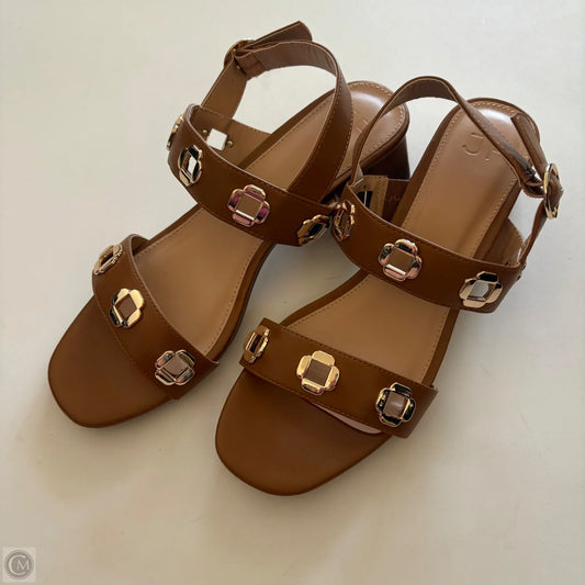 Sandals Heels Block By Just Fab In Brown, Size: 8.5