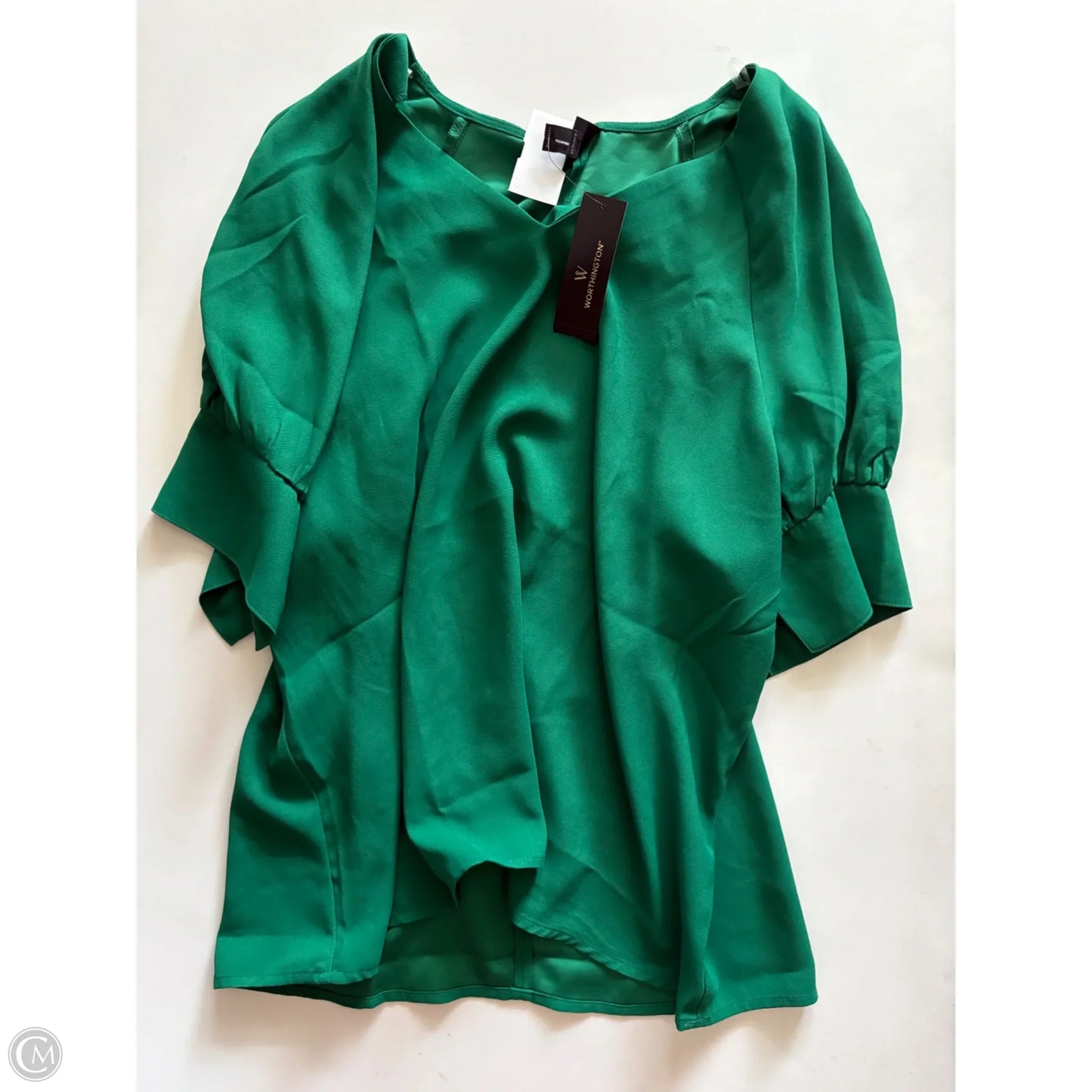 Blouse Short Sleeve By Worthington In Green, Size: Xl