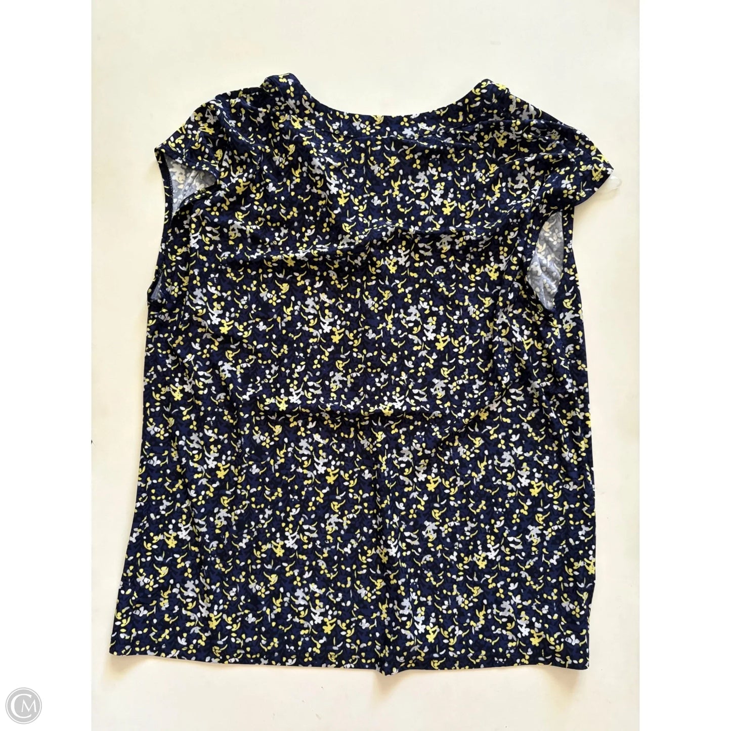 Blouse Short Sleeve By Anne Klein In Navy, Size: L