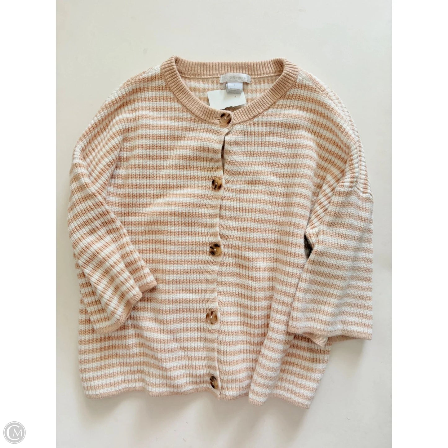 Sweater Cardigan By Design History In Striped Pattern, Size: L