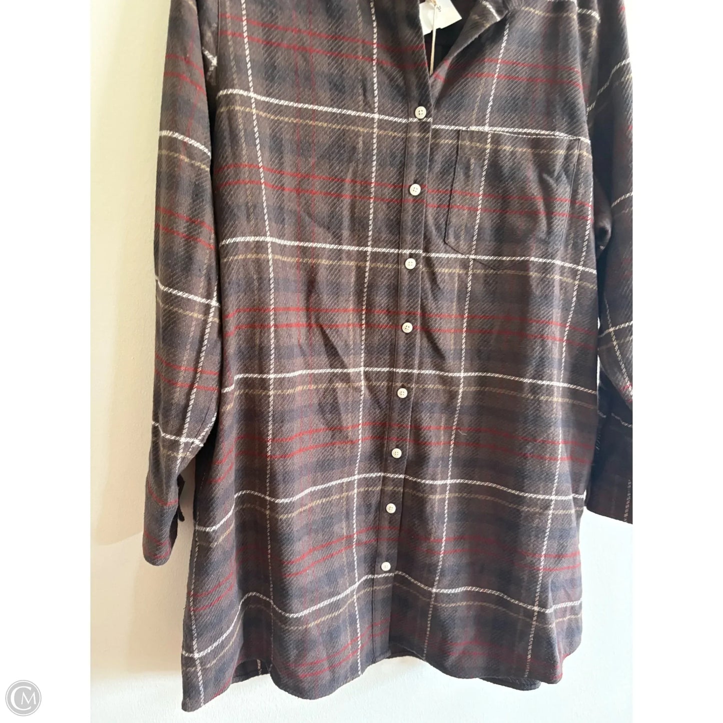 Top Long Sleeve By mavaij In Plaid Pattern, Size: L