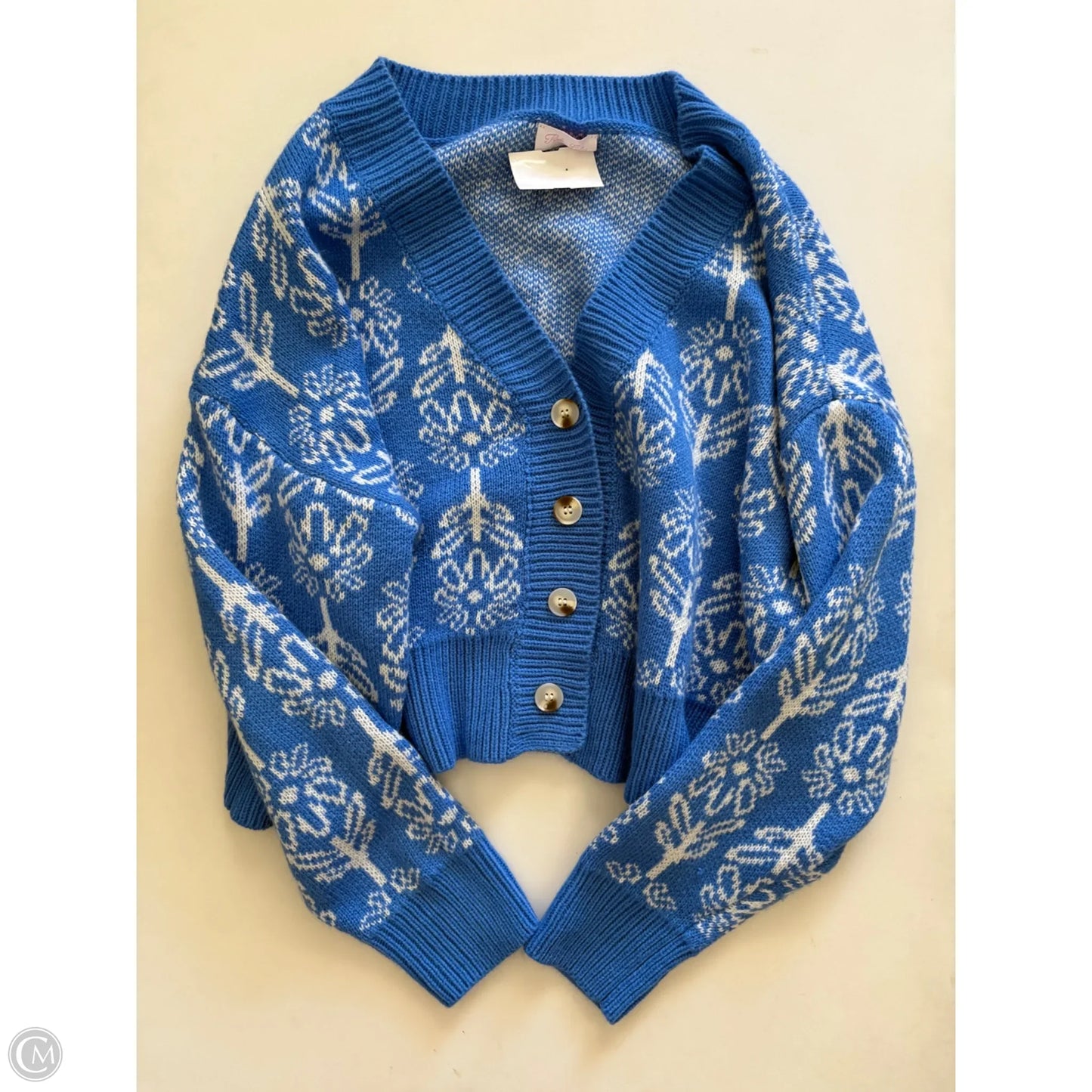 Sweater Cardigan By Pink Lily In Blue, Size: L