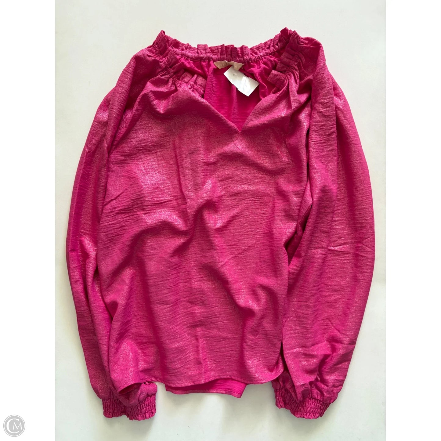 Blouse Long Sleeve By Hope & Harlow In Pink, Size: Xl