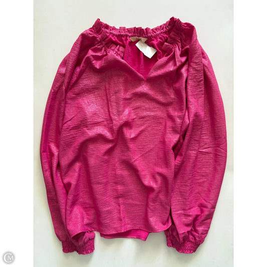 Blouse Long Sleeve By Hope & Harlow In Pink, Size: Xl