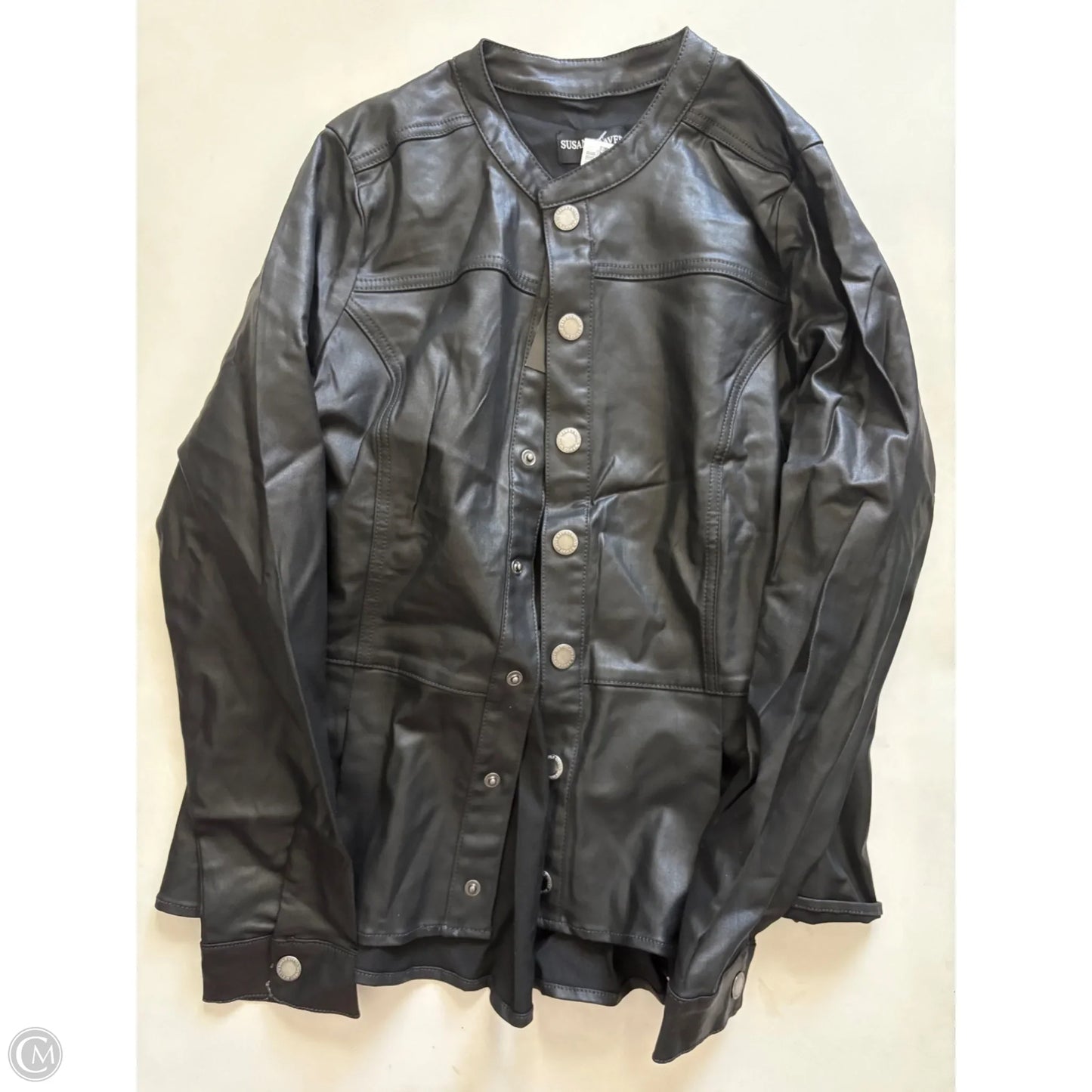 Jacket Moto By Susan Graver In Black, Size: L