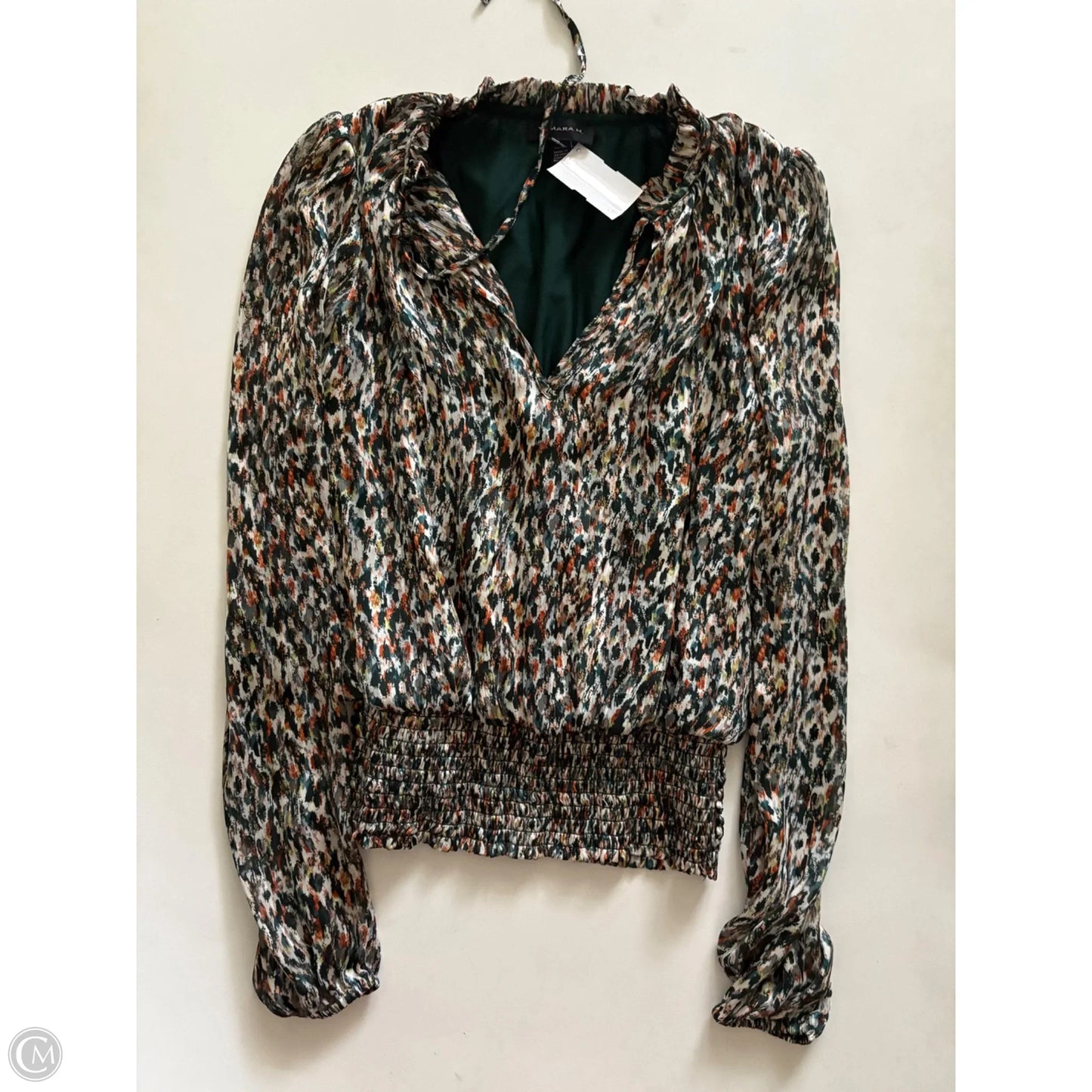 Blouse Long Sleeve By Tamara H In Green, Size: Xs