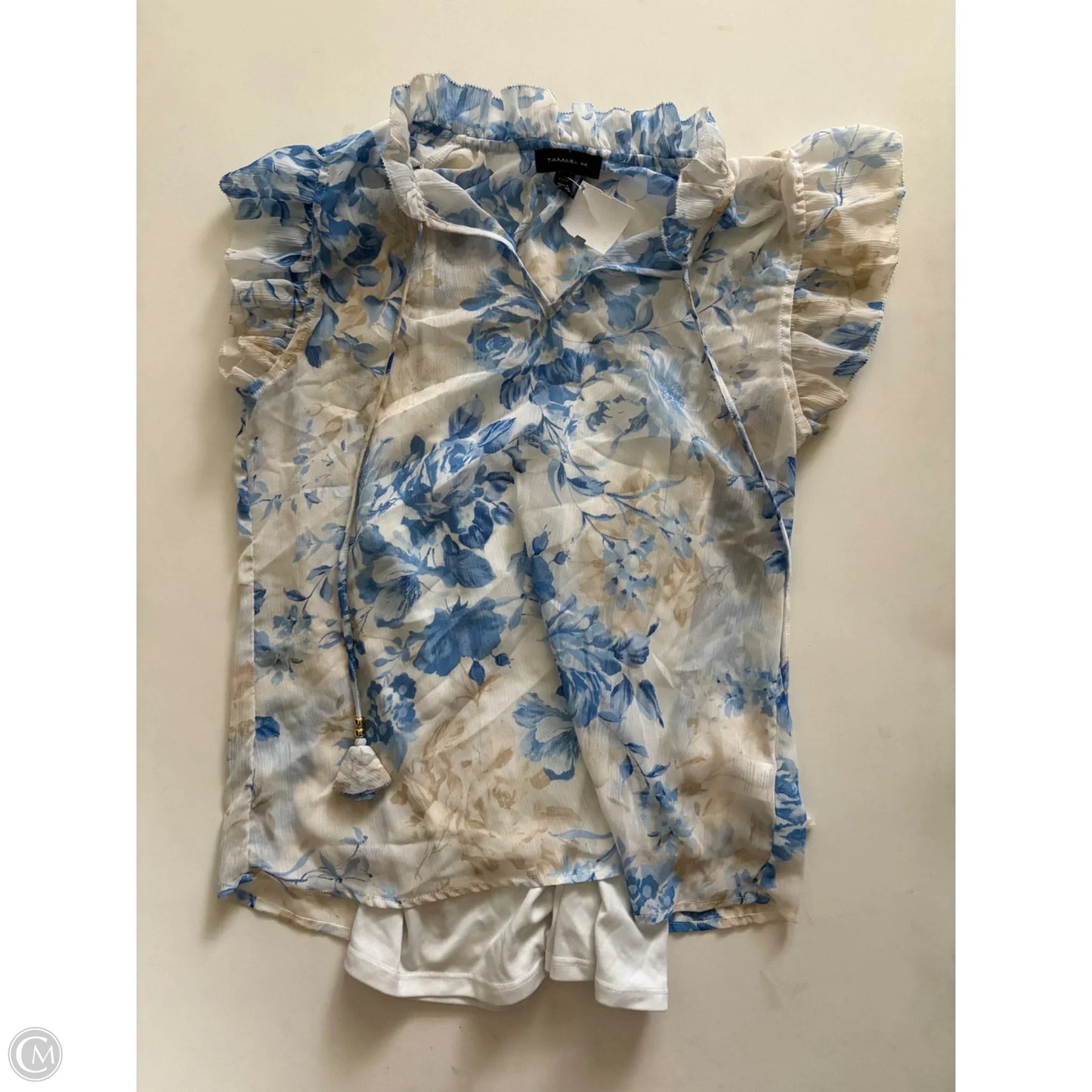 Blouse Short Sleeve By Tamara H In Blue, Size: Xs