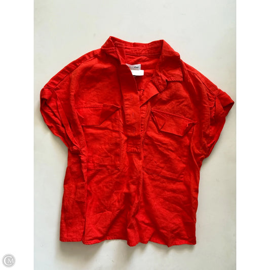 Top Short Sleeve By Calvin Klein In Orange, Size: L