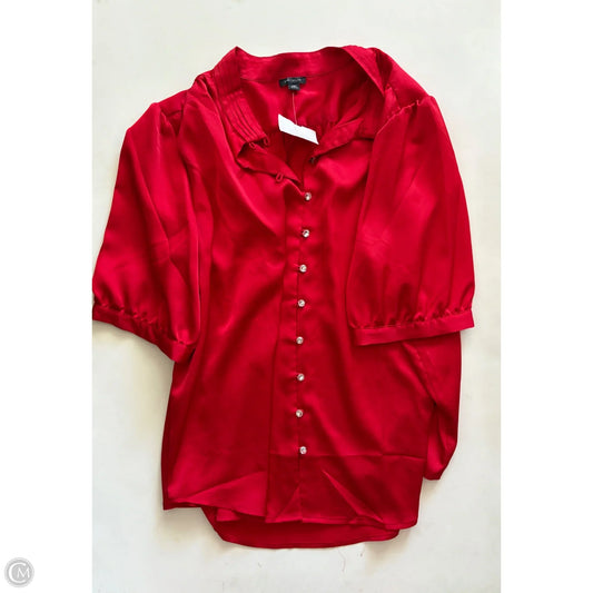 Blouse Long Sleeve By Ann Taylor In Red, Size: 2x