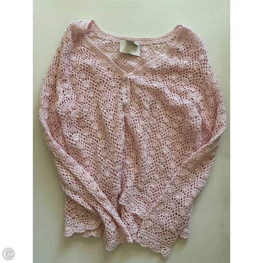 Sweater Cardigan By Appleseeds In Pink, Size: L