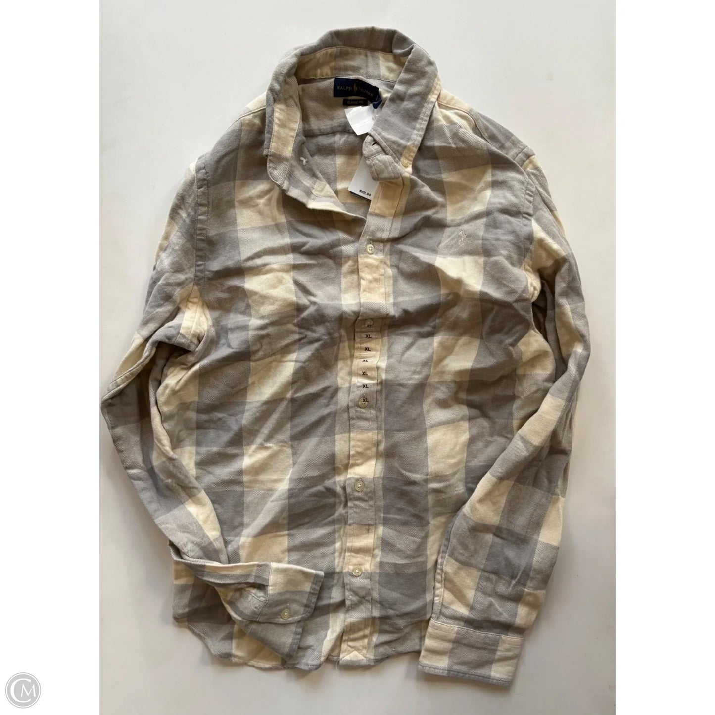 Blouse Long Sleeve By Ralph Lauren In Plaid Pattern, Size: Xl