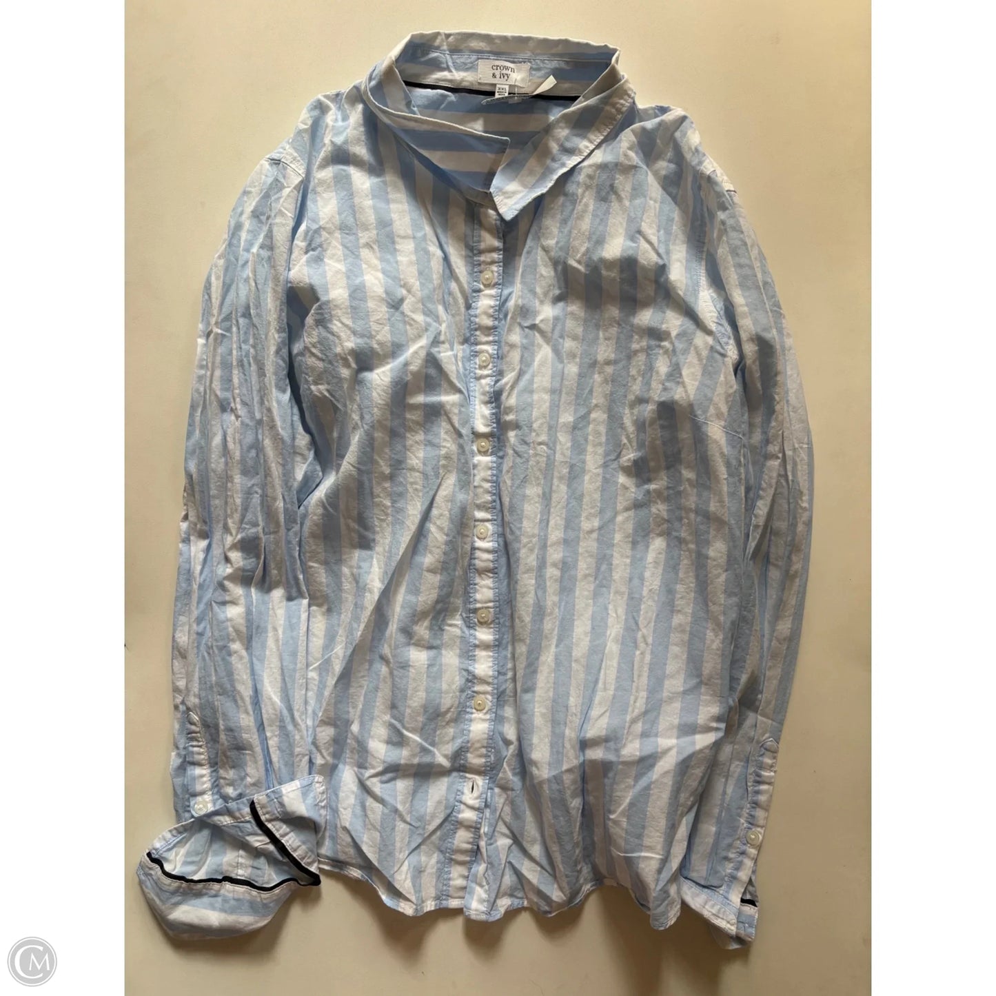 Blouse Long Sleeve By Crown And Ivy In Striped Pattern, Size: Xxl