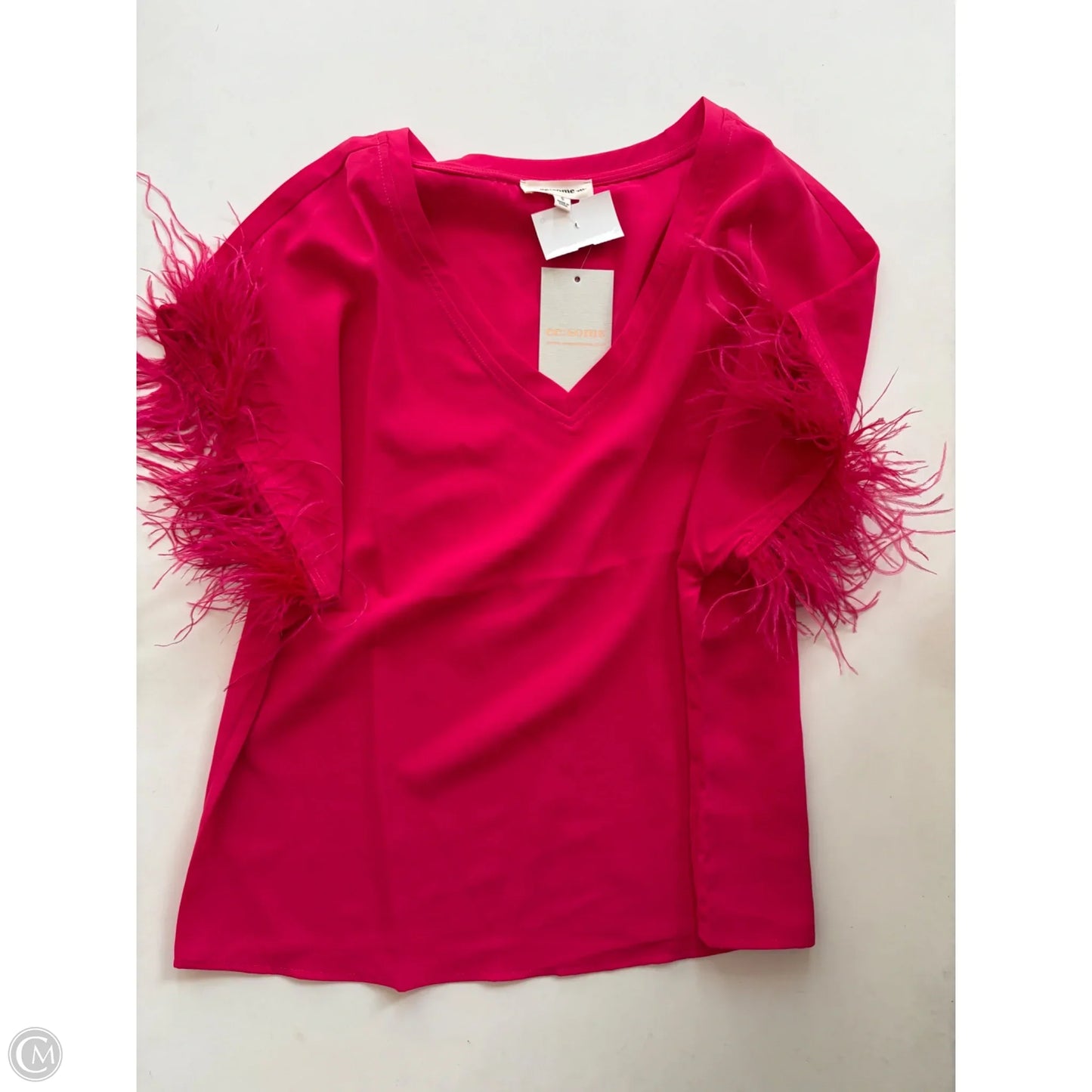 Blouse Short Sleeve By Ee Some In Pink, Size: L