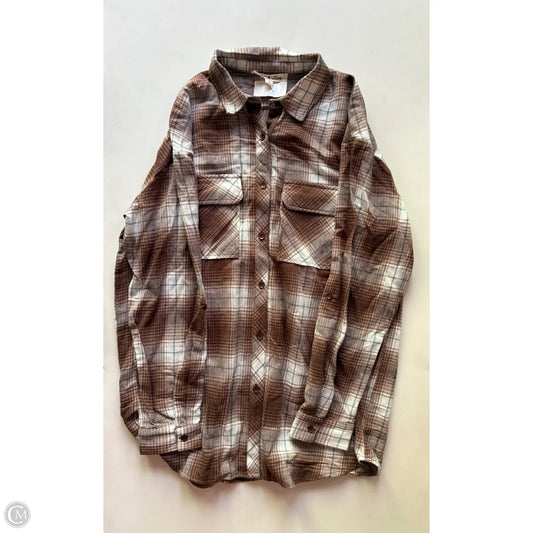 Blouse Long Sleeve By vine and love In Plaid Pattern, Size: S