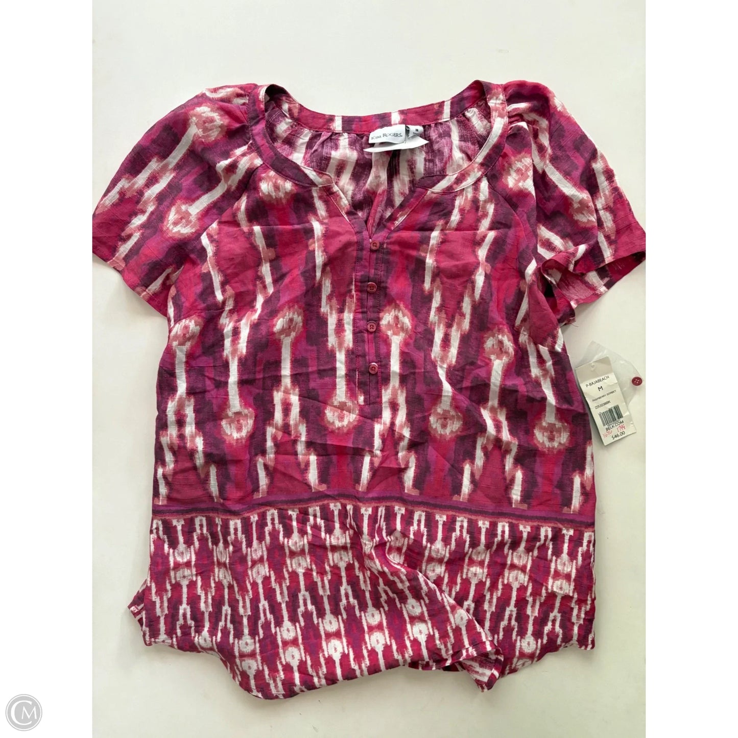 Blouse Short Sleeve By Kim Rogers In Multi-colored, Size: M