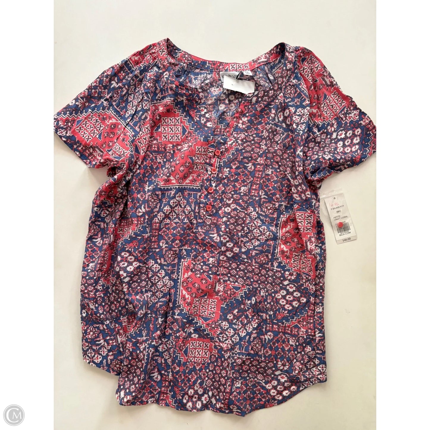 Blouse Short Sleeve By Kim Rogers In Multi-colored, Size: Mp