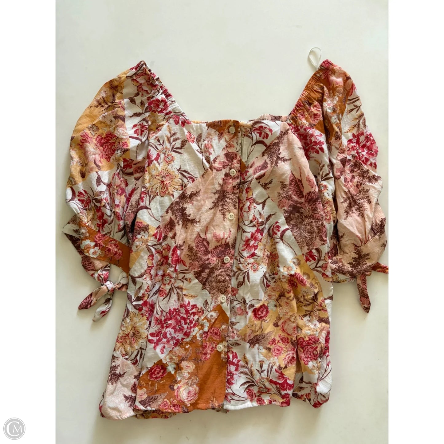 Top Short Sleeve By Lc Lauren Conrad In Floral Print, Size: Xl