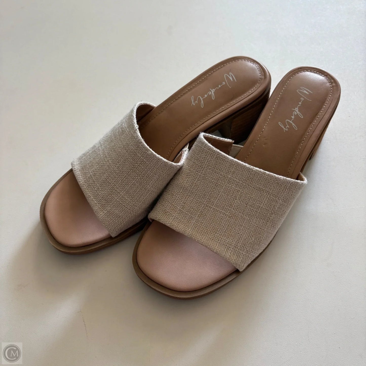 Sandals Heels Block By Wonderly In Cream, Size: 7.5