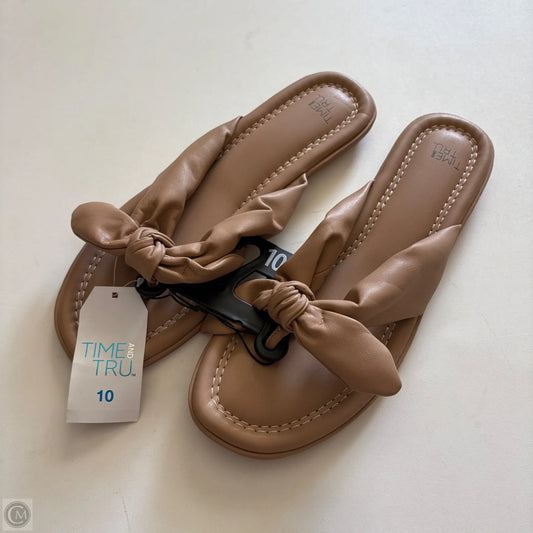 Sandals Flip Flops By Time And Tru In Tan, Size: 10