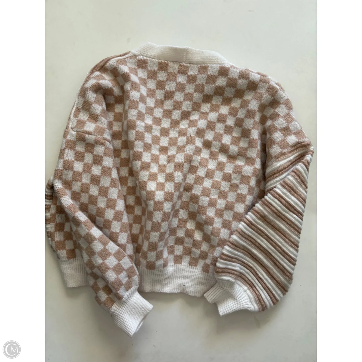 Cardigan By Urban Daizy In Tan & White, Size: S