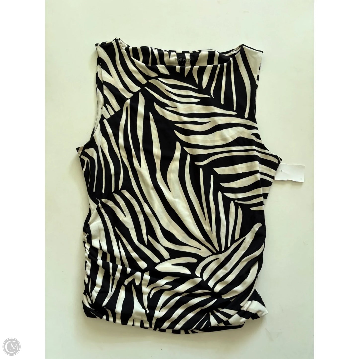 Top Sleeveless By Nine West In Black & Cream, Size: L