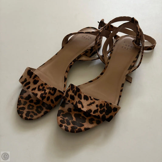 Sandals Heels Block By A New Day In Animal Print, Size: 7.5