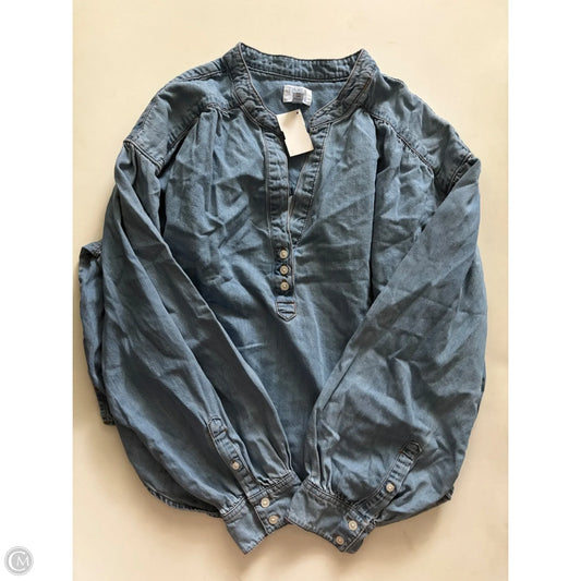Top Long Sleeve By Time And Tru In Blue Denim, Size: Xxl
