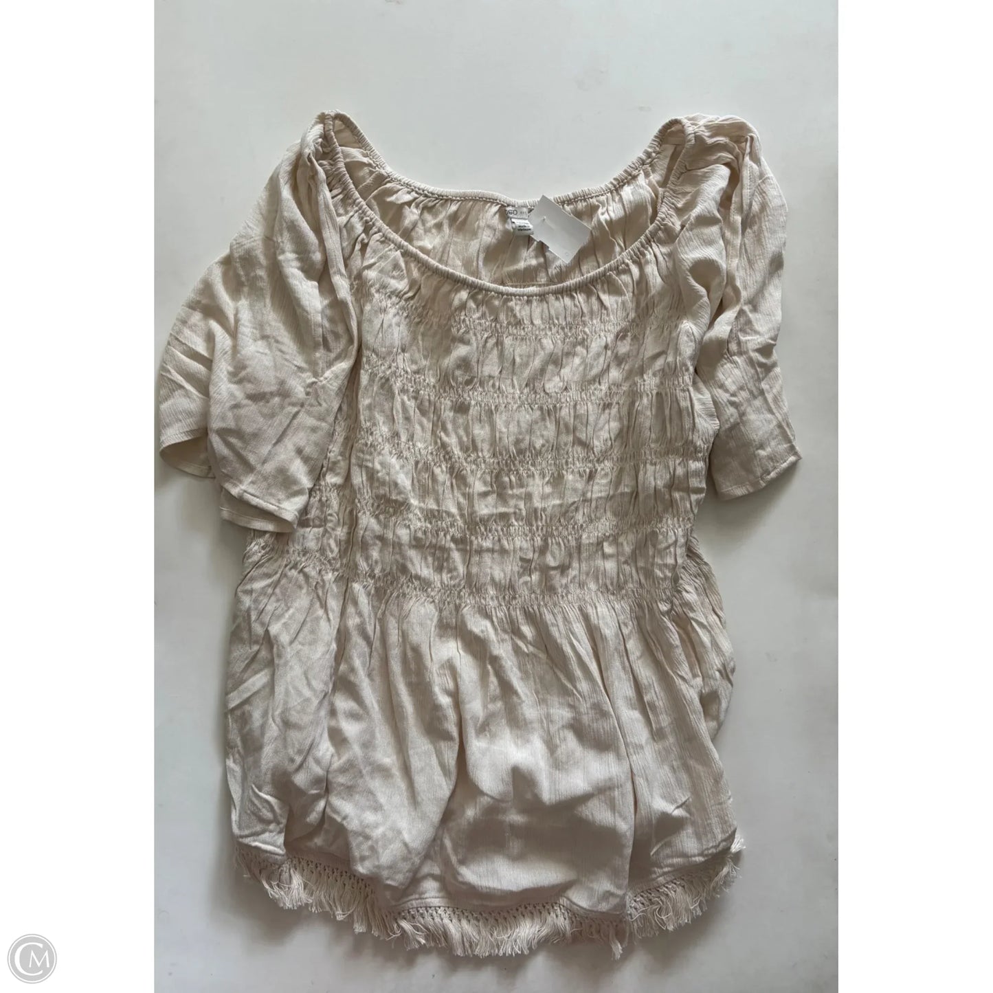 Top Short Sleeve By Cato In Beige, Size: 2x