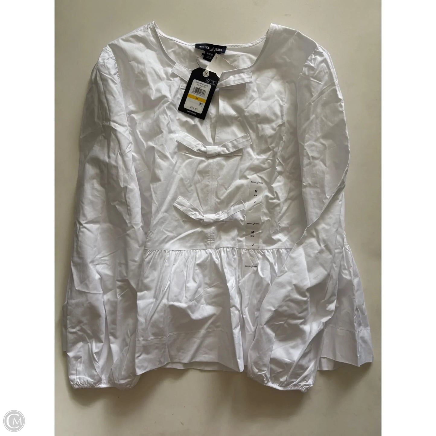 Top Long Sleeve By Nautica In White, Size: M