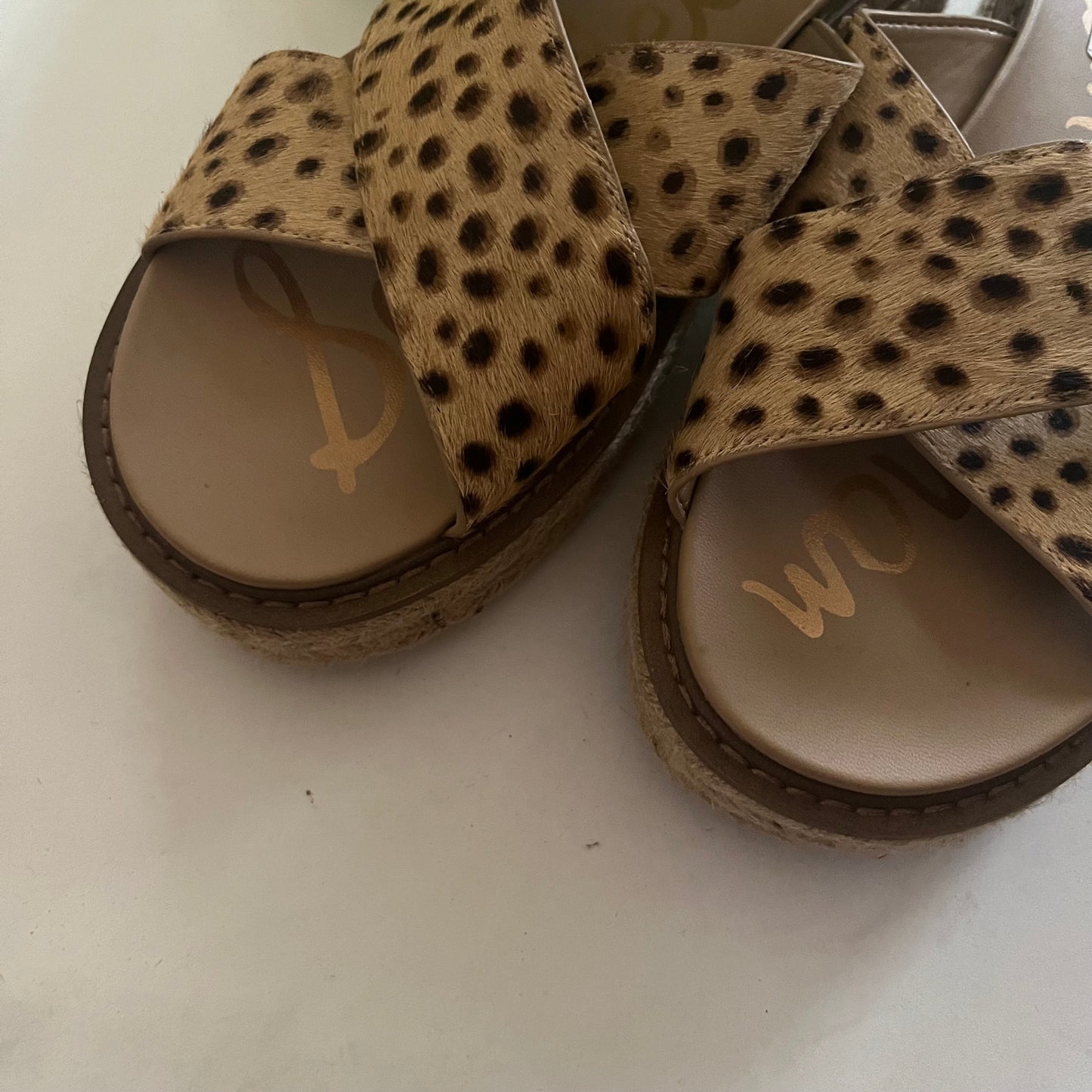 Leopard Print Sandals Heels Block Sam Edelman, Size 9