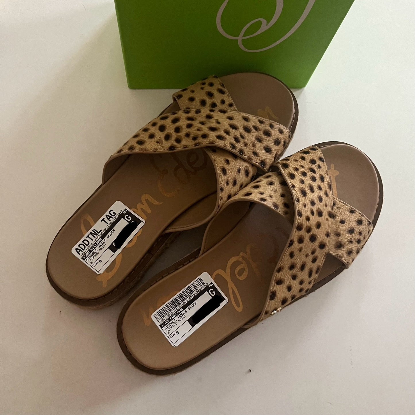 Leopard Print Sandals Heels Block Sam Edelman, Size 9