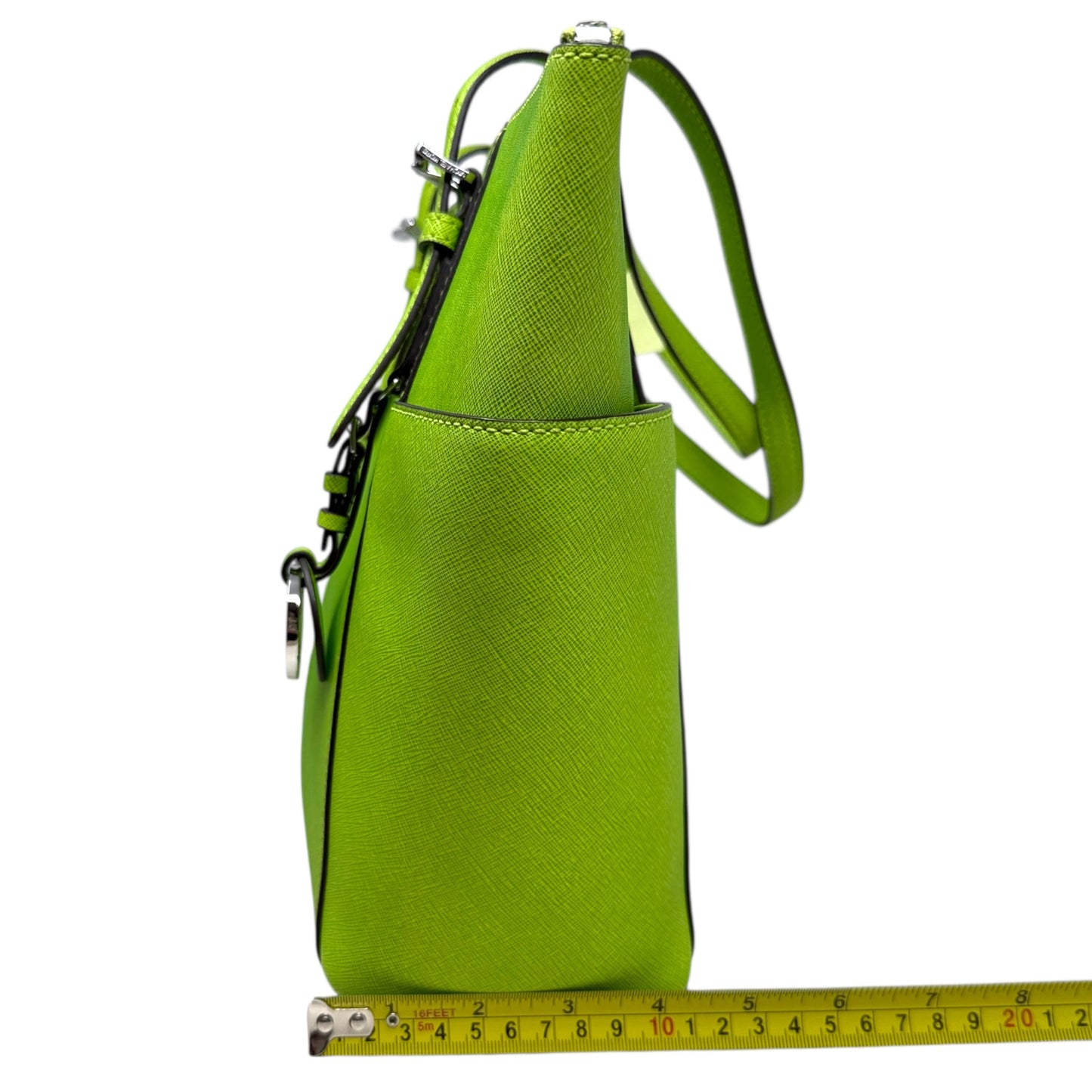 Jet Set East West Top-Zip Saffiano Leather Tote In Pear Designer By Michael Kors, Size: Medium