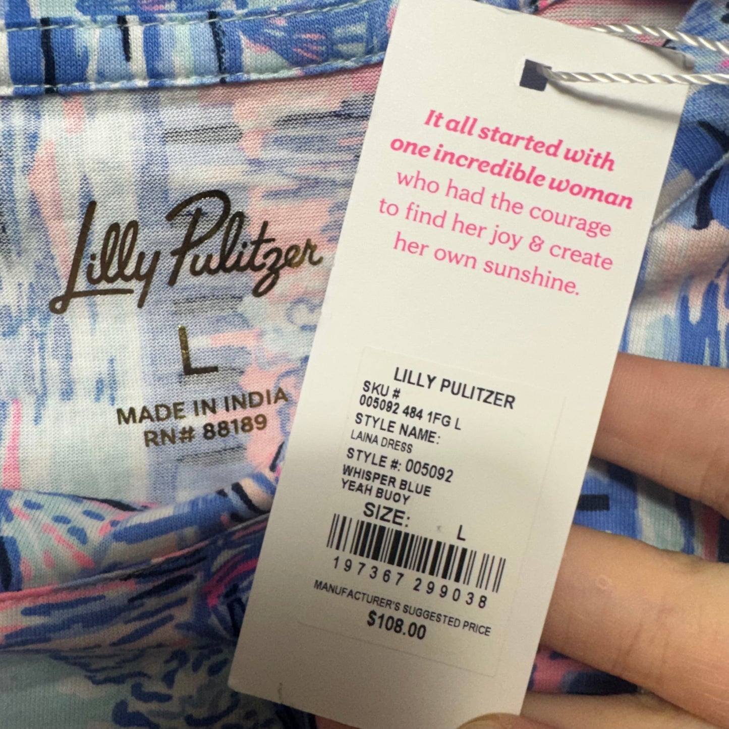Laina Dress Designer By Lilly Pulitzer In Whisper Blue Yeah Buoy, Size: L