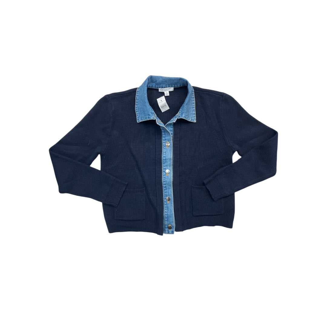 Sweater Cardigan By Ann Taylor In Navy, Size:M