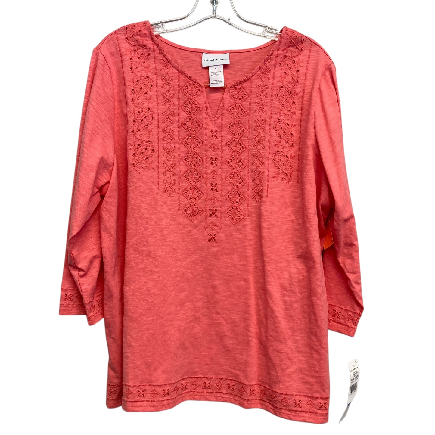 Top 3/4 Sleeve By Alfred Dunner In Orange, Size:Xl