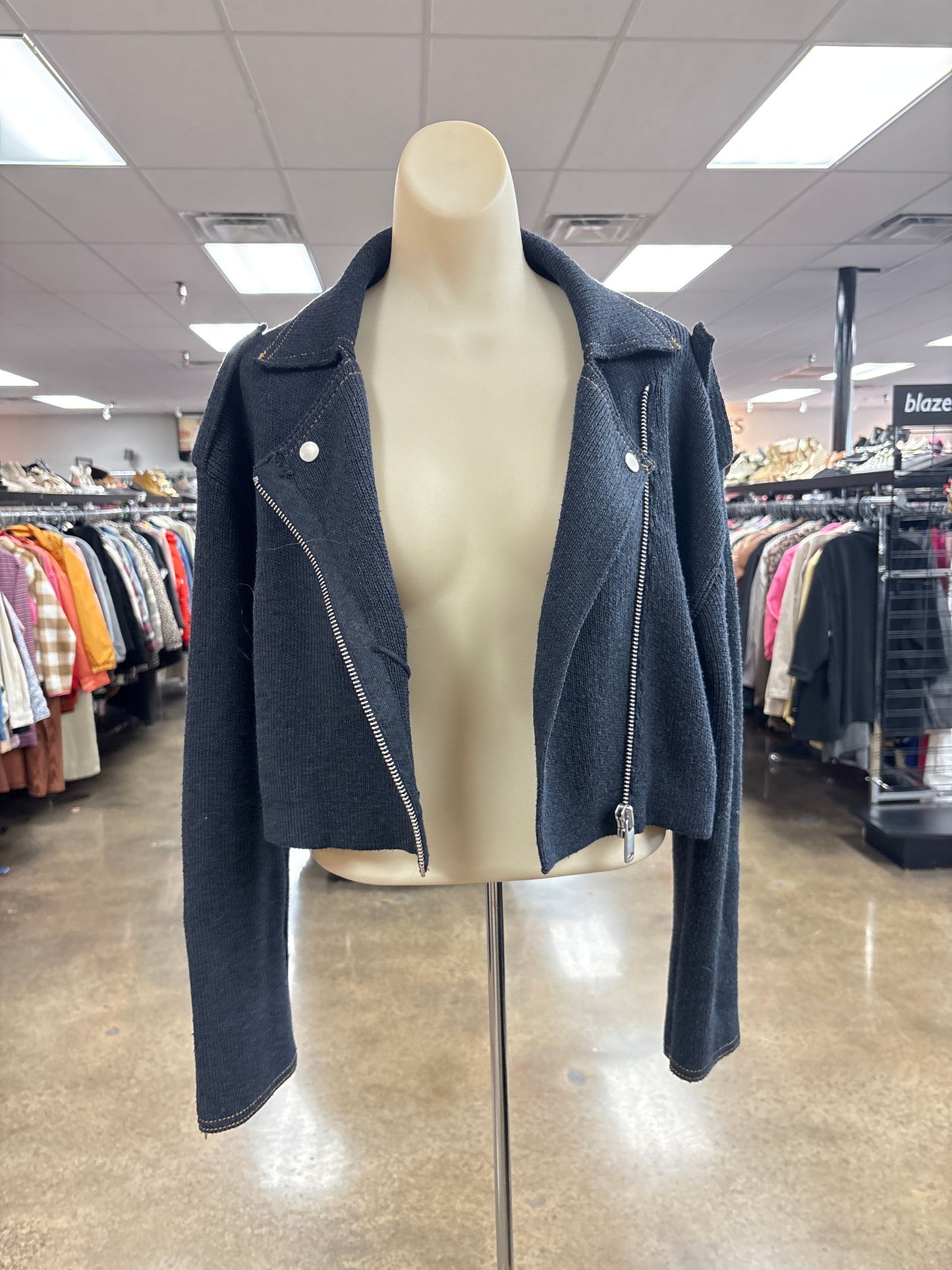 Jacket Moto By Zara In Blue, Size:S