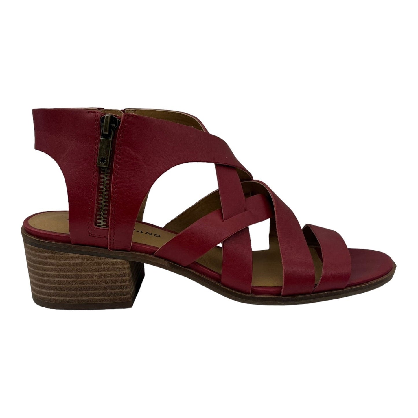 RED SANDALS HEELS BLOCK by LUCKY BRAND Size:9.5