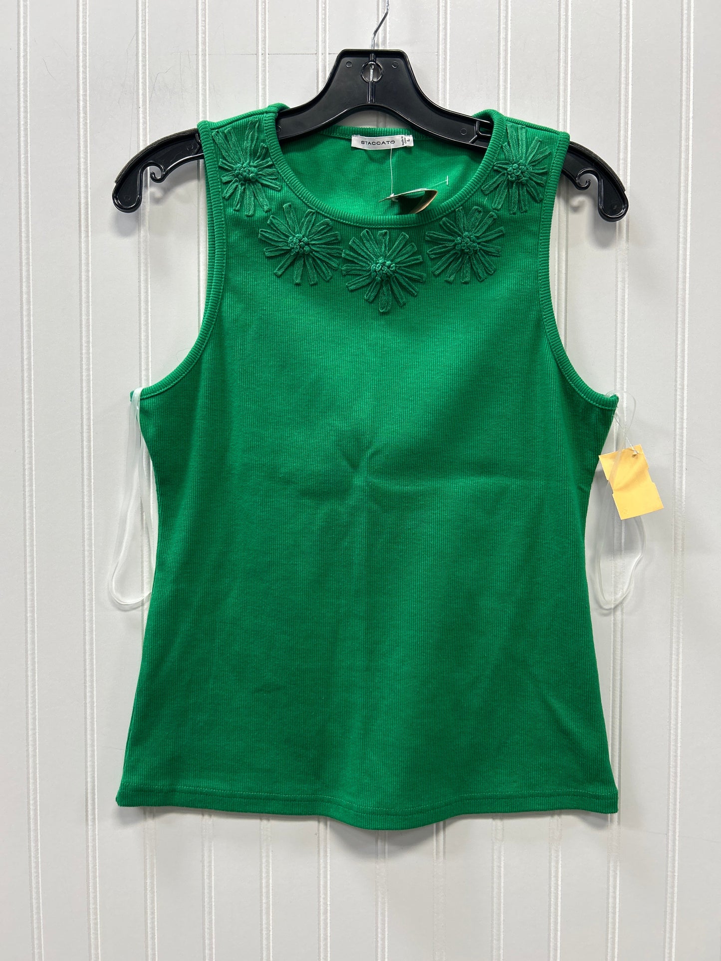 Top Sleeveless By Staccato In Green, Size:L NWT