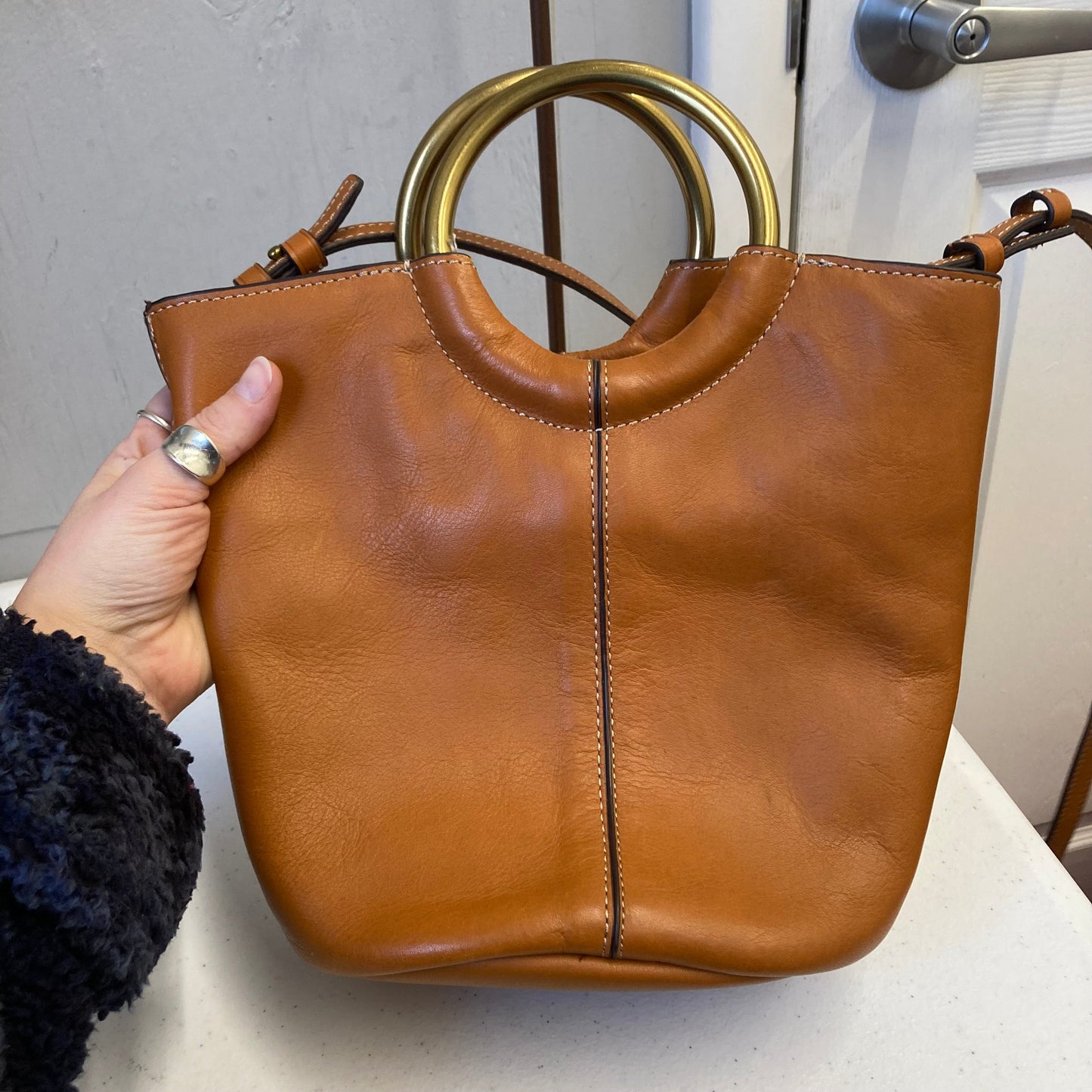 Crossbody Leather By J. Crew In Brown, Size:Medium