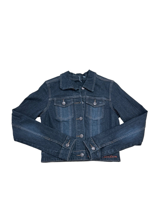 Jacket Denim By Harley Davidson In Black Denim, Size:Xs