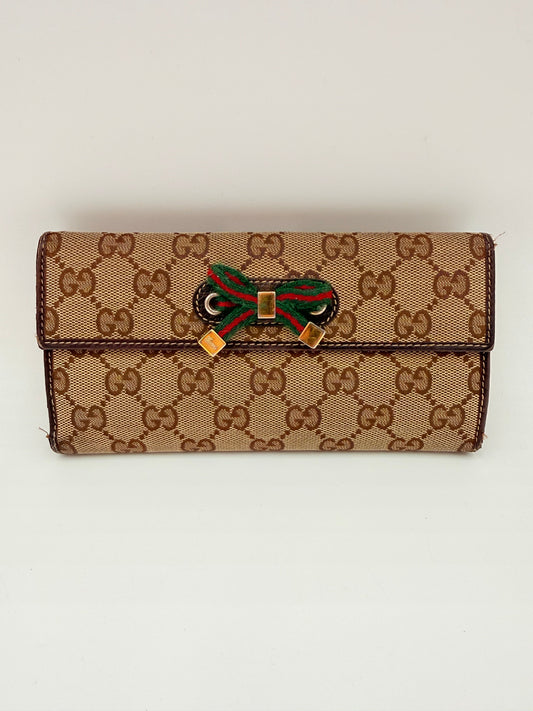 Wallet Luxury Designer By Gucci In Brown, Size:Large