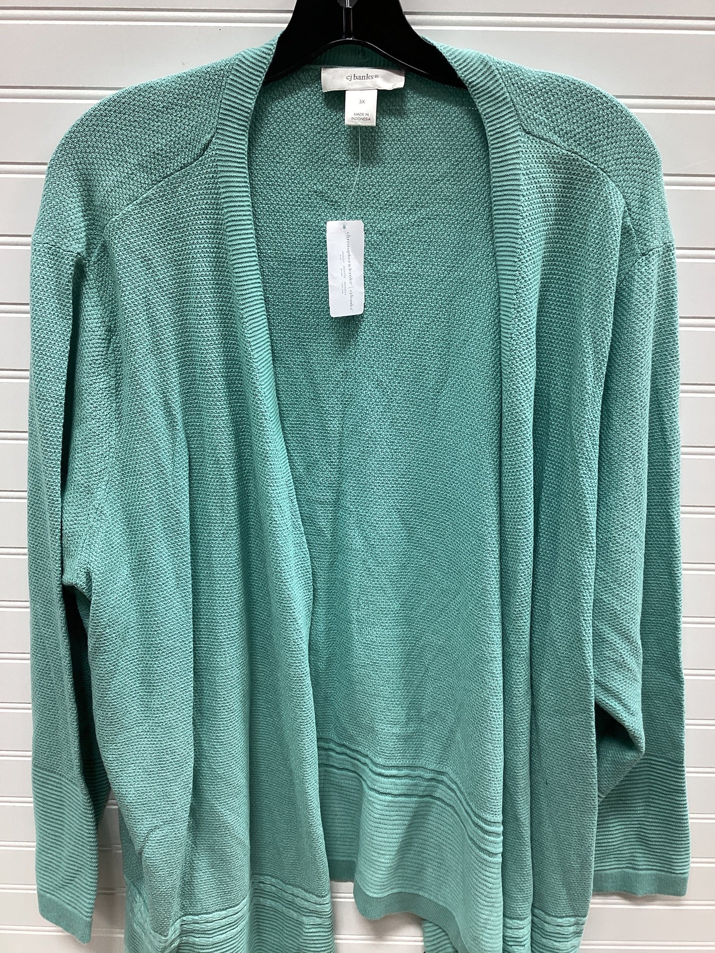Cardigan By Cj Banks In Aqua, Size:3X
