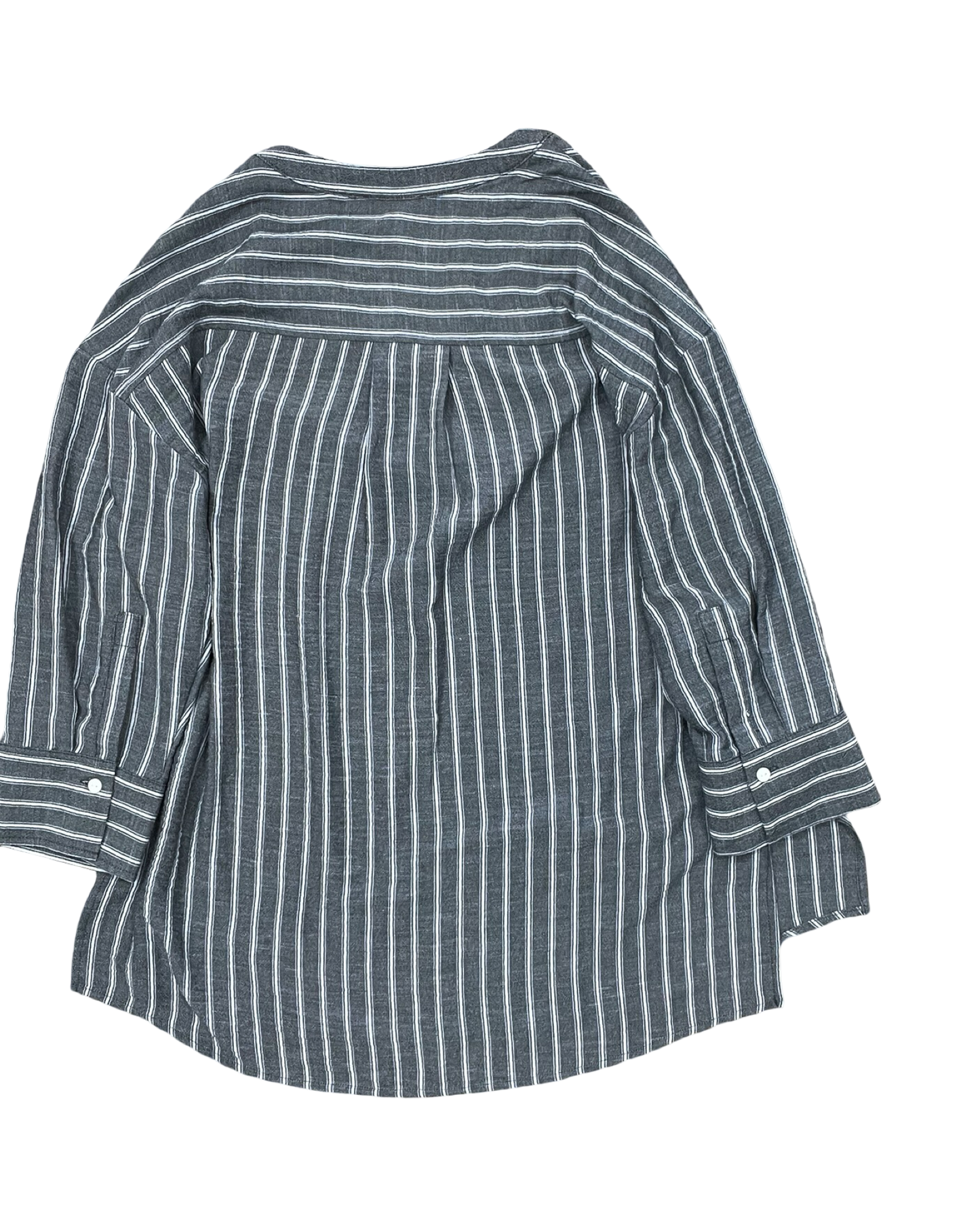 Top 3/4 Sleeve By Clothes Mentor In Grey & White, Size:M
