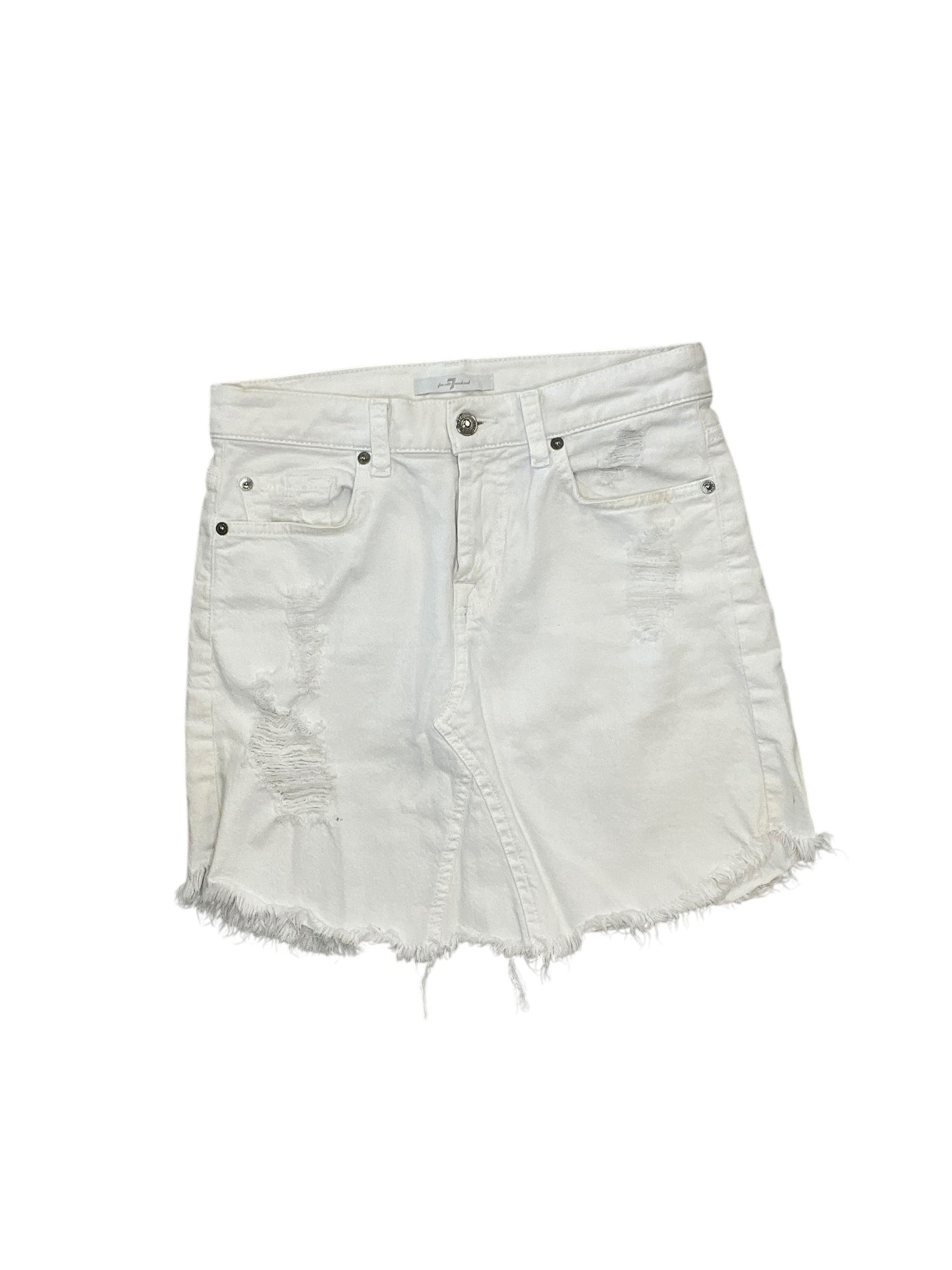 Shorts By 7 For All Mankind In White Denim, Size:Xs