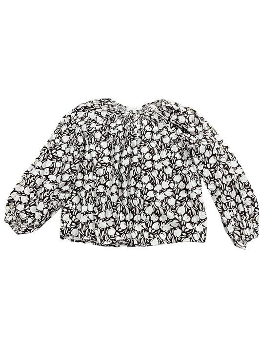Blouse Ls By Loft In Brown & White, Size:S