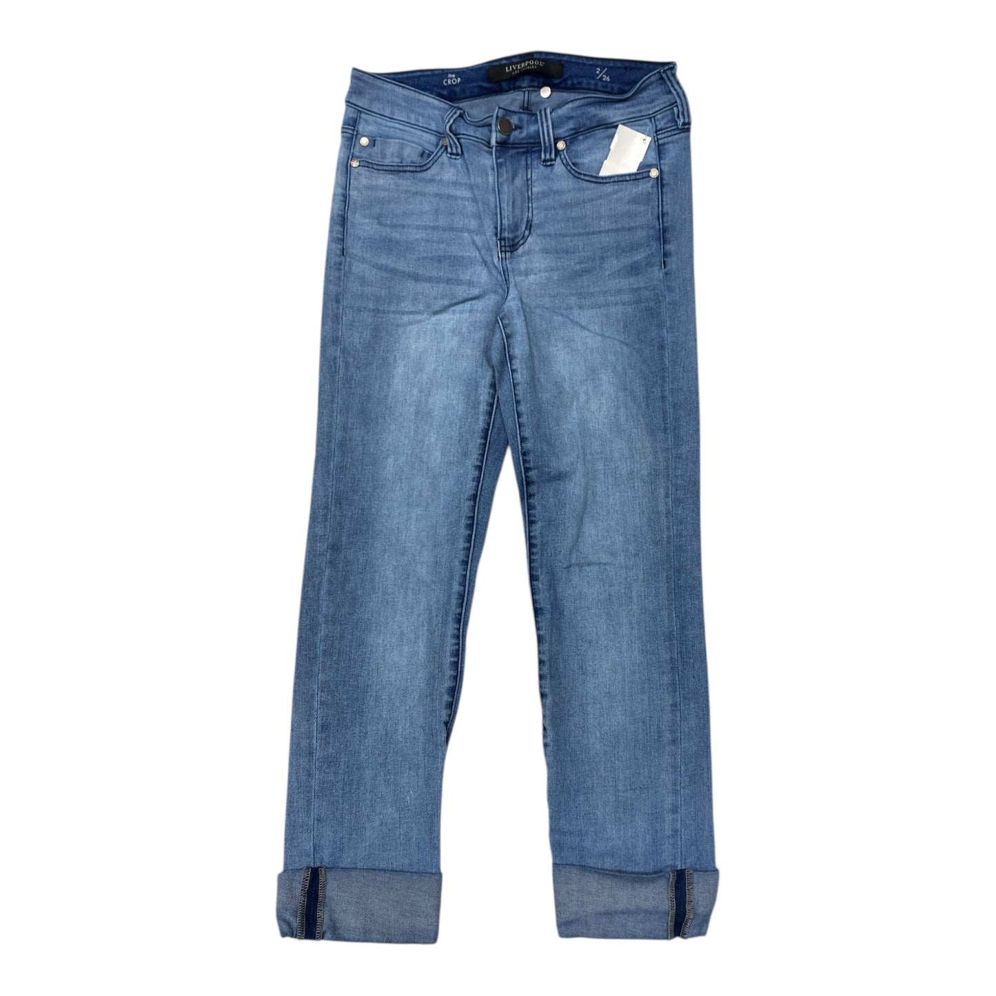 Jeans Cropped By Liverpool In Blue Denim, Size:2