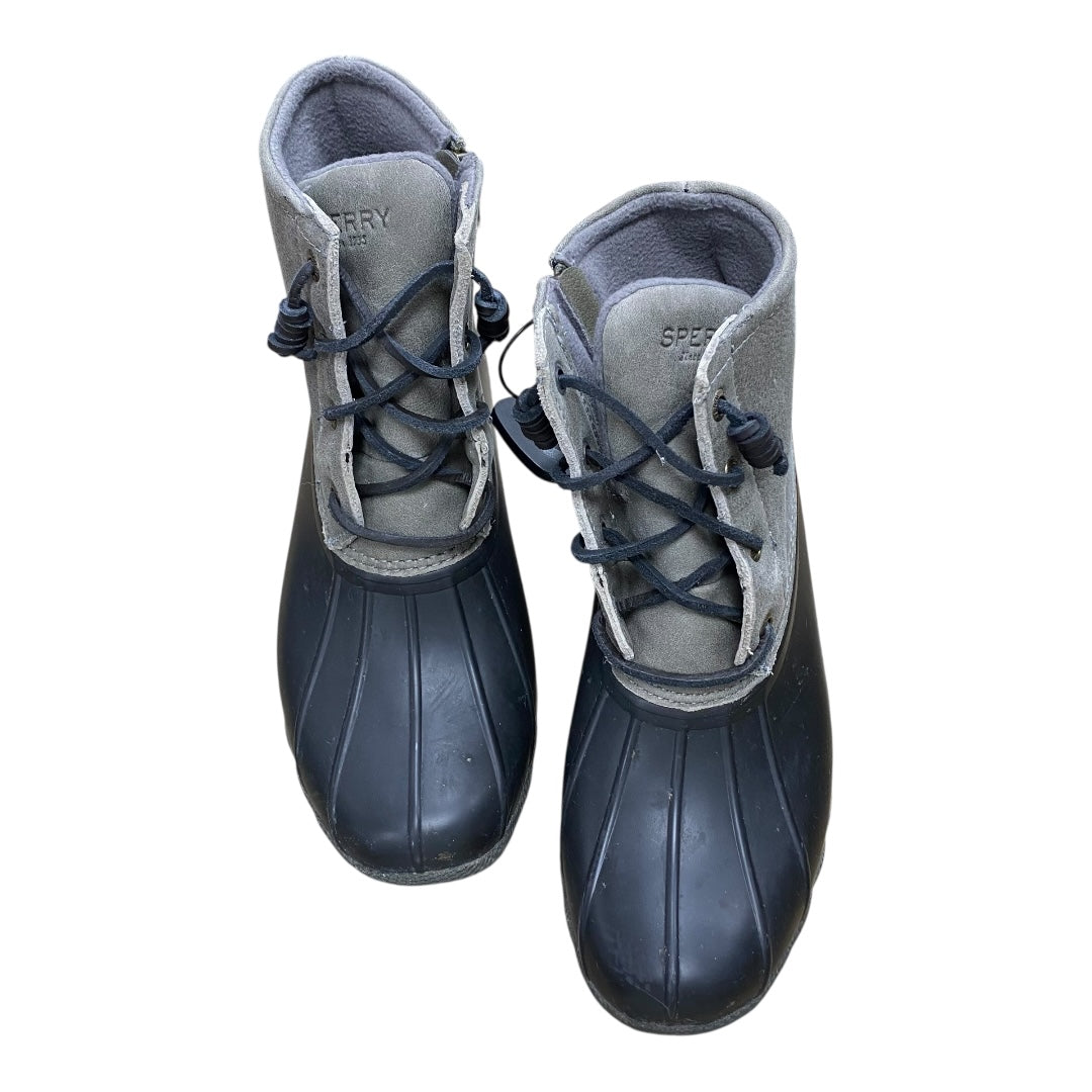 Boots Ankle Flats By Sperry In Black & Grey, Size:6.5