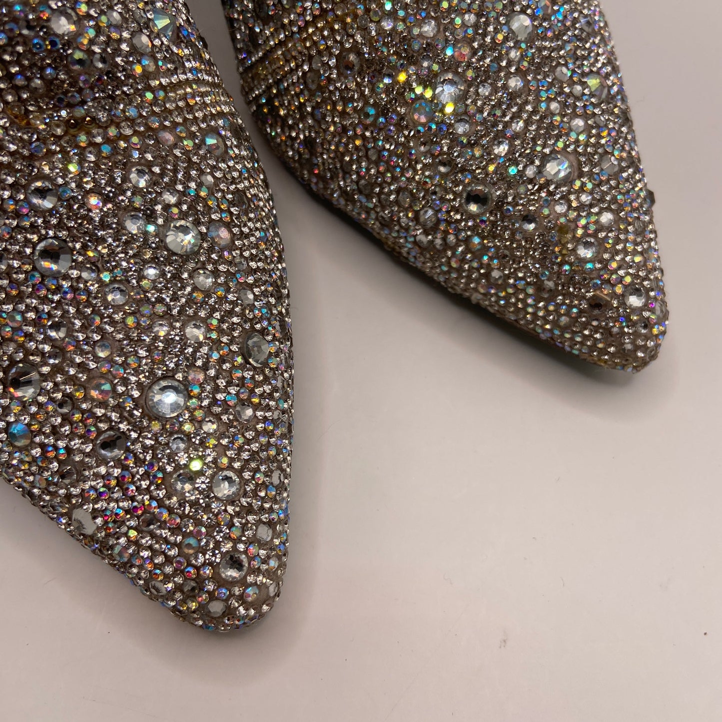Boots Ankle Heels By Betsey Johnson In Silver, Size: 9.5