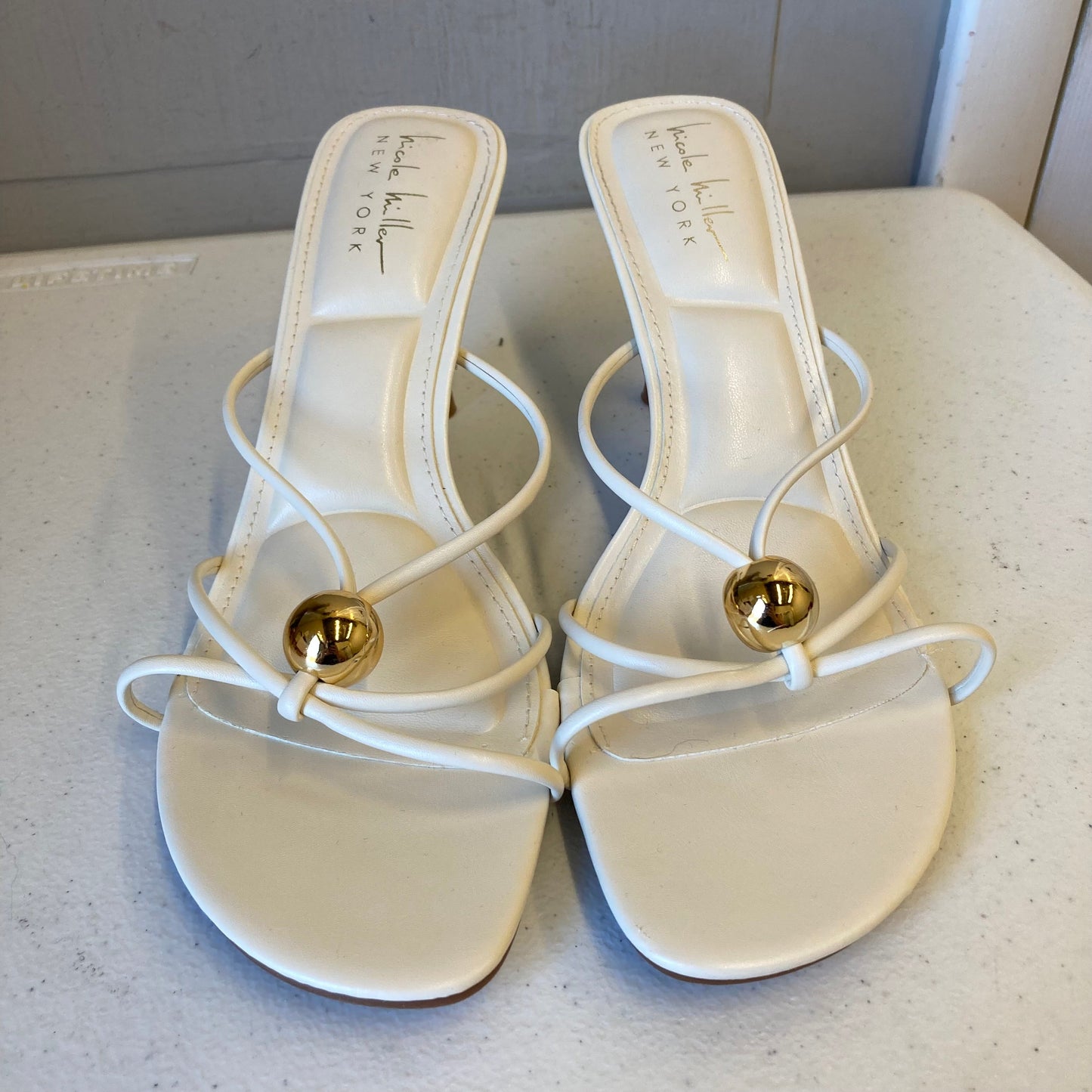 Sandals Heels Stiletto By Nicole Miller In Cream, Size:9