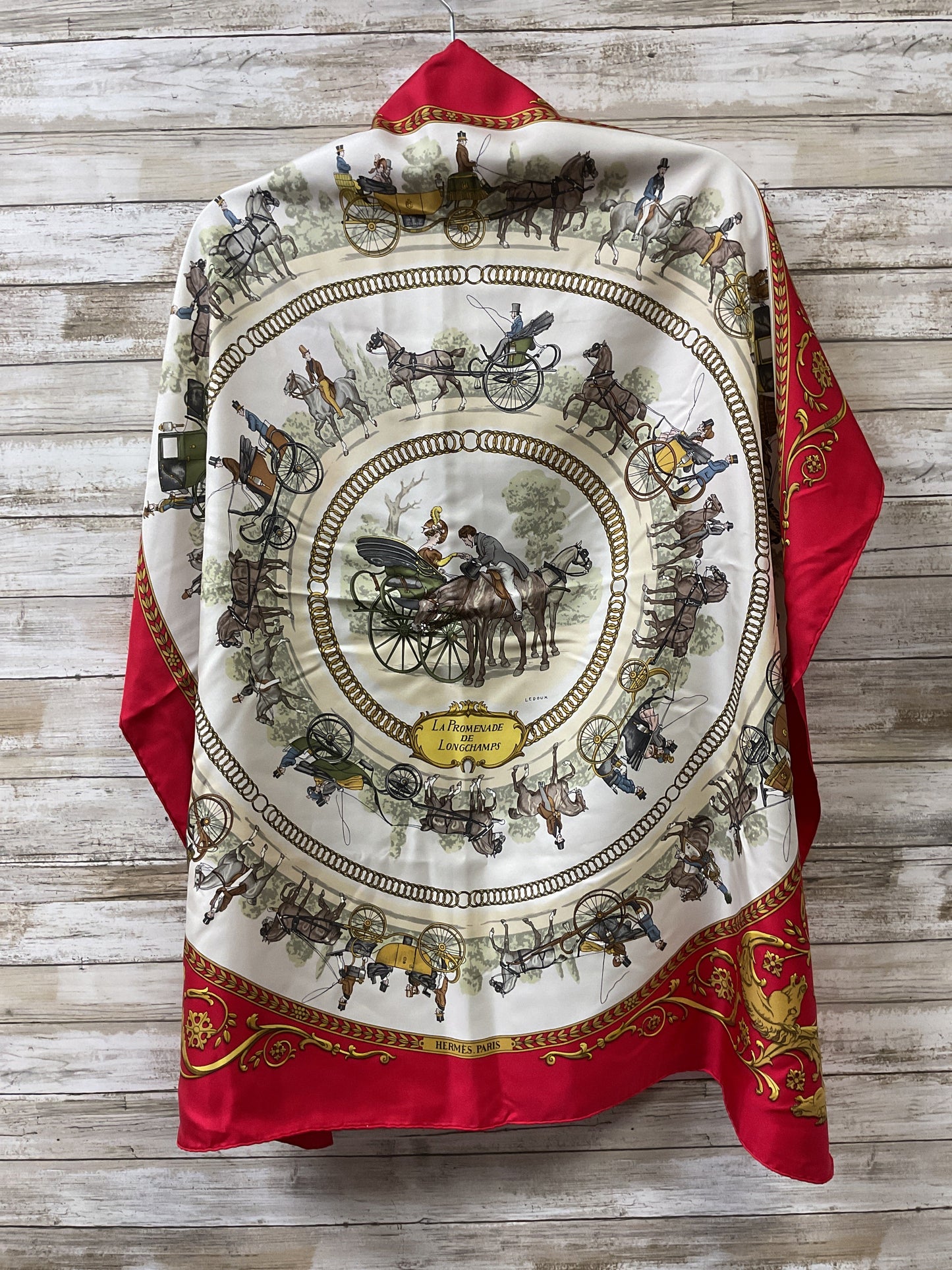 Scarf Luxury Designer By Hermes In Red & White